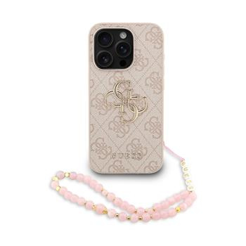 Guess PU 4G Metal Logo Strap kryt iPhone 15 Pro růžový