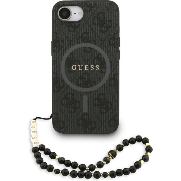 Guess PU Leather 4G Colored Ring Strap MagSafe kryt iPhone 16e černý