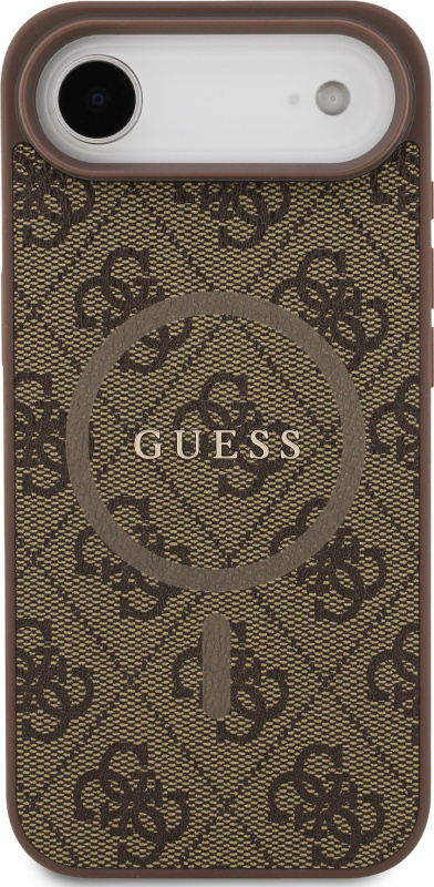 Guess PU Leather 4G Colored Ring MagSafe Zadní Kryt pro iPhone Air hnědý