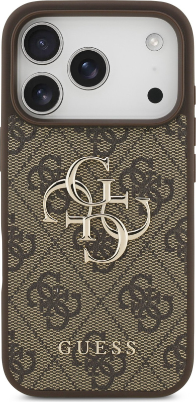 Guess PU 4G Metal Logo kryt iPhone 17 Pro hnědý