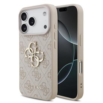 Guess PU 4G Metal Logo kryt iPhone 17 Pro růžový
