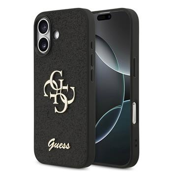 Guess PU Fixed Glitter 4G Metal Logo kryt iPhone 17 černý
