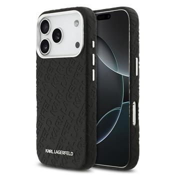 Karl Lagerfeld Grained PU Repeated Logo MagSafe kryt iPhone 17 Pro černý
