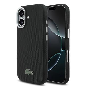 Lacoste PVC Iconic Petit Pique Metal Logo MagSafe kryt iPhone 17 černý