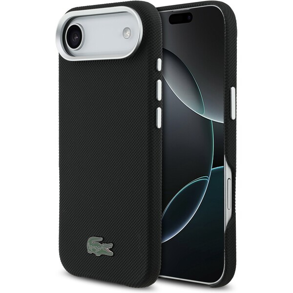 Lacoste Iconic Petit Pique Metal Logo MagSafe kryt iPhone 17 Air černý
