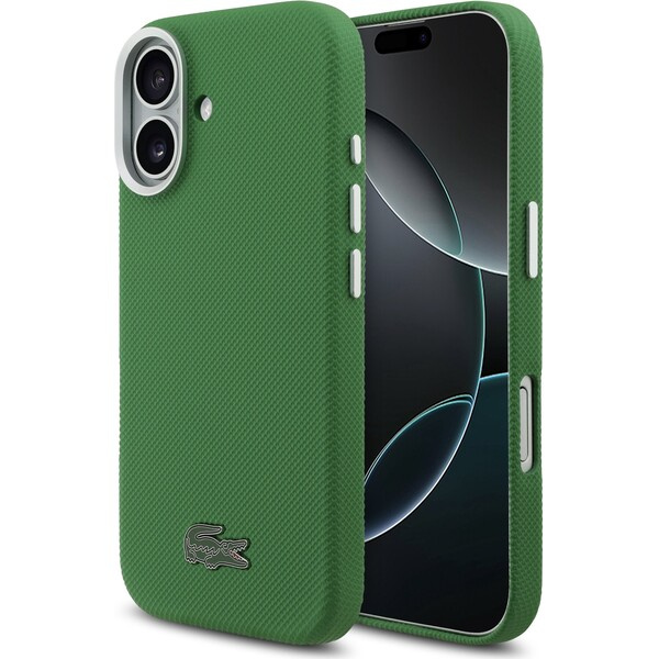 Lacoste Iconic Petit Pique Metal Logo MagSafe kryt iPhone 17 zelený