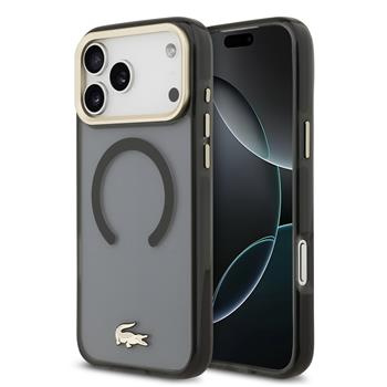 Lacoste PC/TPU Frosted Finish Gold Logo MagSafe kryt iPhone 17 Pro Max černý