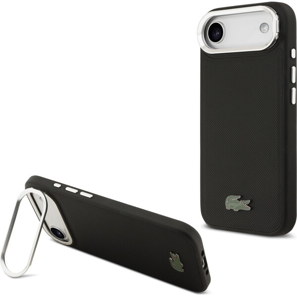 Lacoste Iconic Petit Pique Camera Stand MagSafe kryt iPhone 17 Air černý