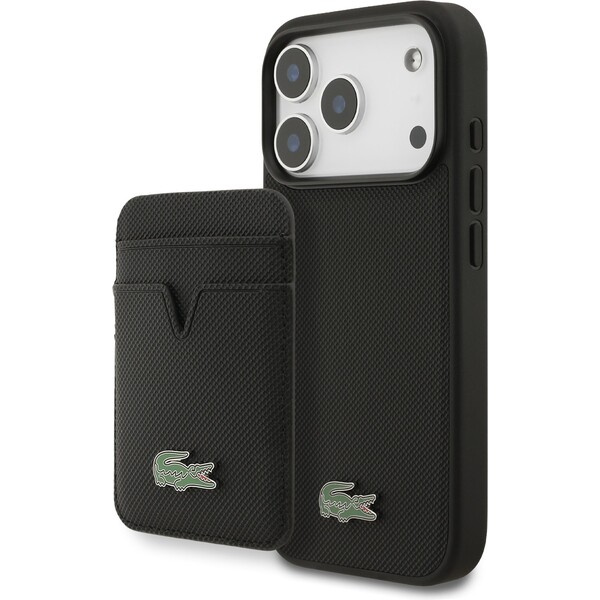 Lacoste Iconic Petit Pique MagSafe kryt + peněženka iPhone 17 Pro černý