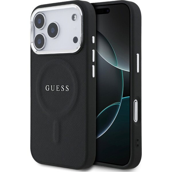 Guess PU Saffiano MagSafe kryt iPhone 17 Pro černý
