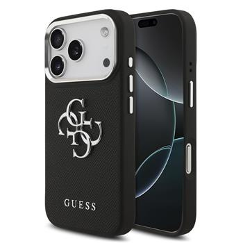 Guess PU Grained 4G Metal Logo kryt iPhone 17 Pro černý