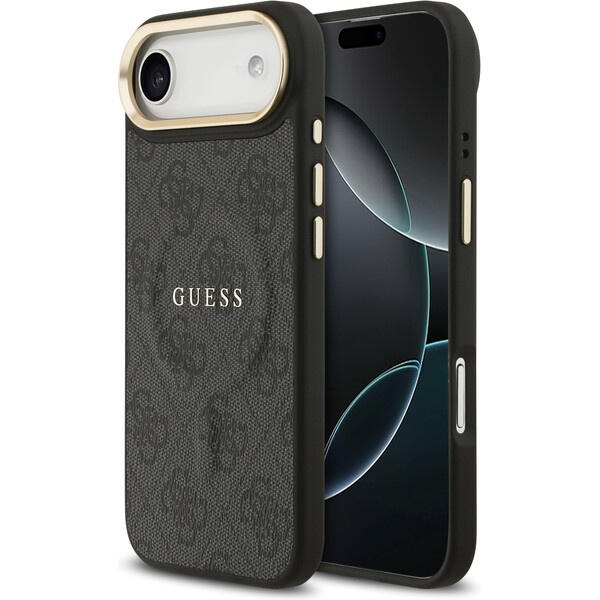 Guess PU Leather 4G Gold Frame MagSafe kryt iPhone Air černý