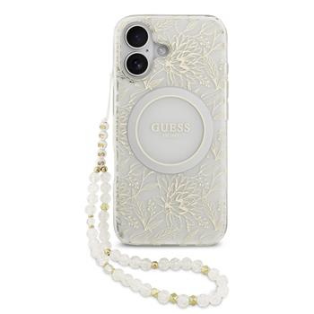 Guess IML Flowers Allover Strap MagSafe kryt iPhone 17 bílý