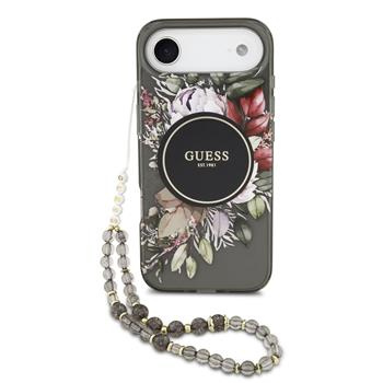 Guess IML Flowers Strap MagSafe kryt iPhone Air černý