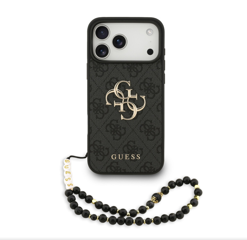Guess PU 4G Metal Logo Strap kryt iPhone 17 Pro Max černý