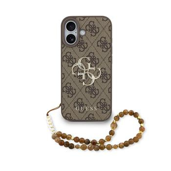Guess PU 4G Metal Logo Strap kryt iPhone 17 hnědý