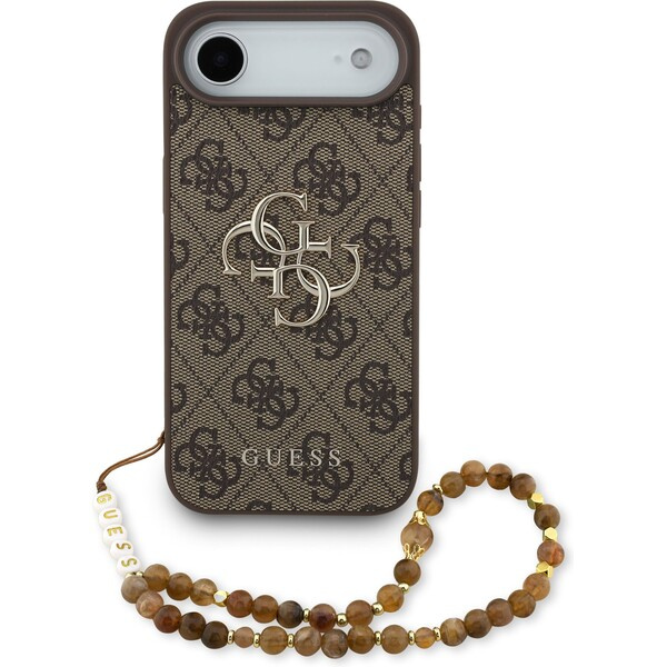 Guess PU 4G Metal Logo Strap kryt iPhone 17 Air hnědý