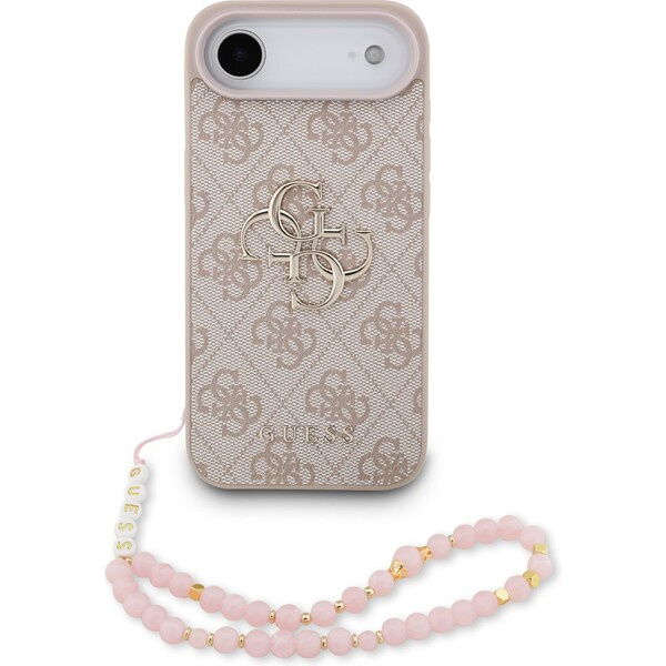 Guess PU 4G Metal Logo Strap kryt iPhone 17 Air růžový