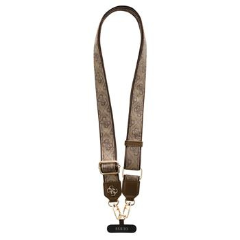 Guess Crossbody popruh PU 4G Metal Logo hnědý