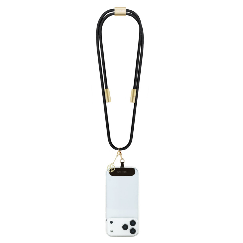 Guess Crossbody popruh 4G Charm s nabíjecím kabelem USB-C/USB-C černý