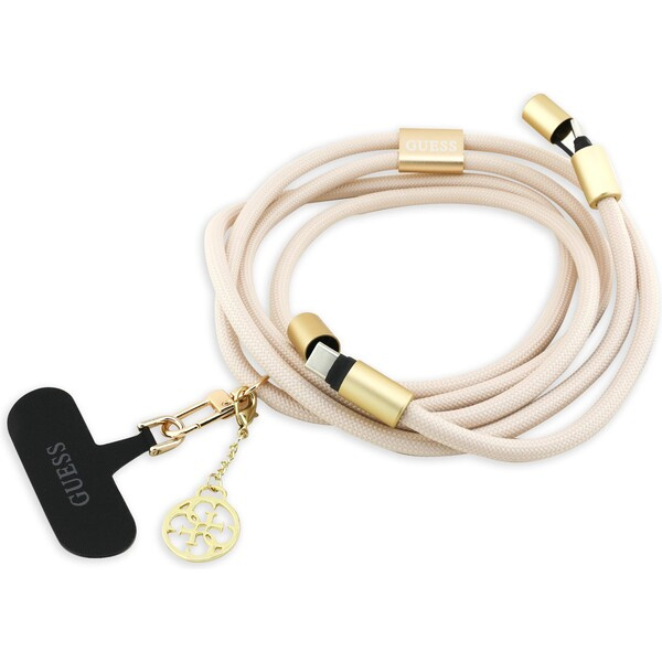 Guess Crossbody popruh 4G Charm s nabíjecím kabelem USB-C/USB-C béžový