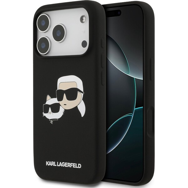 Karl Lagerfeld Liquid Silicone Double Heads MagSafe kryt iPhone 17 Pro černý