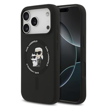 Karl Lagerfeld Liquid Silicone Karl and Choupette MagSafe kryt iPhone 17 Pro černý