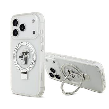 Karl Lagerfeld Ringstand Karl and Choupette MagSafe kryt iPhone 17 Pro bílý