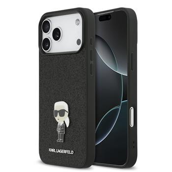 Karl Lagerfeld Fixed Glitter Metal Ikonik kryt iPhone 17 Pro Max černý