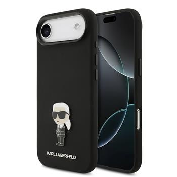Karl Lagerfeld Liquid Silicone Metal Ikonik kryt iPhone Air černý