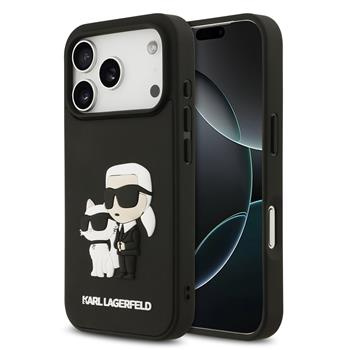 Karl Lagerfeld 3D Rubber Karl and Choupette kryt iPhone 17 Pro černý
