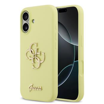 Guess Liquid Silicone 4G Metal Logo kryt iPhone 17 žlutý