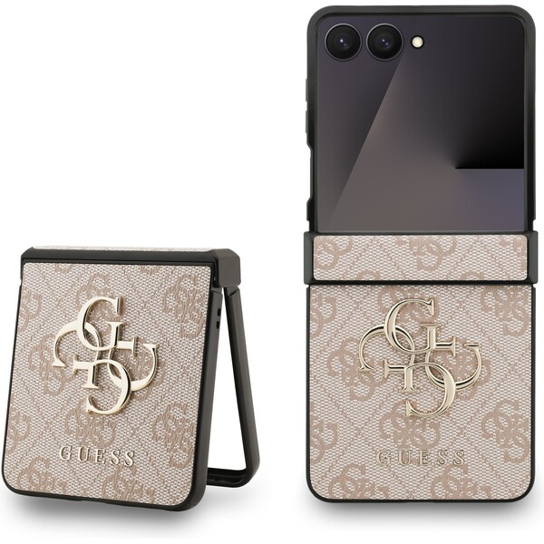 Guess PU 4G Metal Logo kryt Samsung Galaxy Z Flip 7 růžový