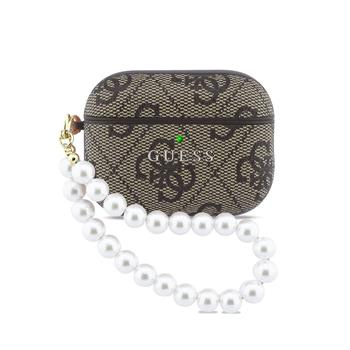 Guess PU 4G Classic Logo Pearl Strap pouzdro AirPods Pro 3 hnědé