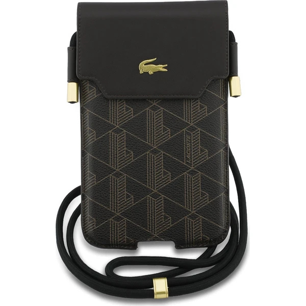 Lacoste PVC Blend Monogram Metal Logo kapsa na telefon XL hnědá