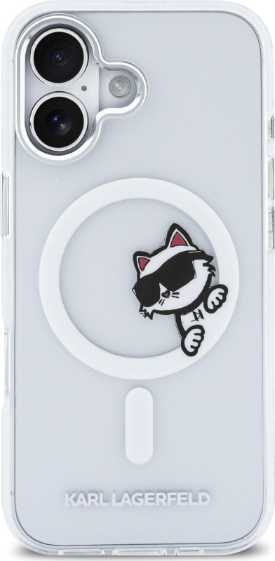 Karl Lagerfeld IML Choupette Peekaboo MagSafe kryt iPhone 17 čirý
