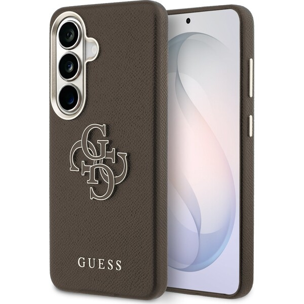 Guess PU 4G Resin Metal Logo kryt Samsung Galaxy S26 hnědý