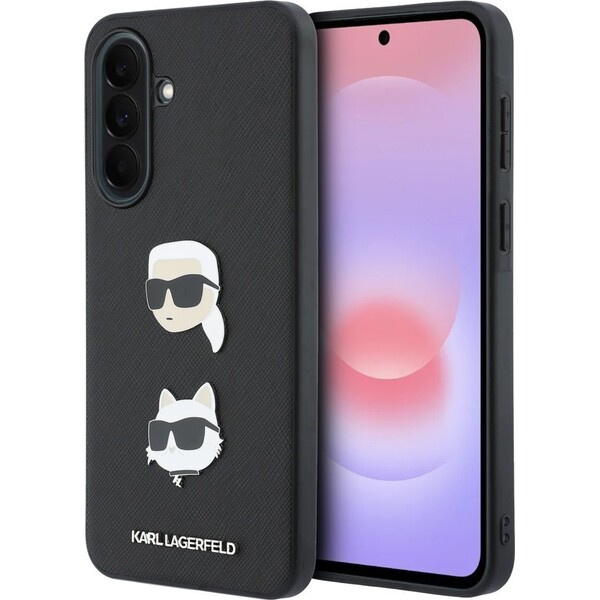 Karl Lagerfeld Liquid Silicone Metal Karl and Choupette kryt Samsung Galaxy A37 černý