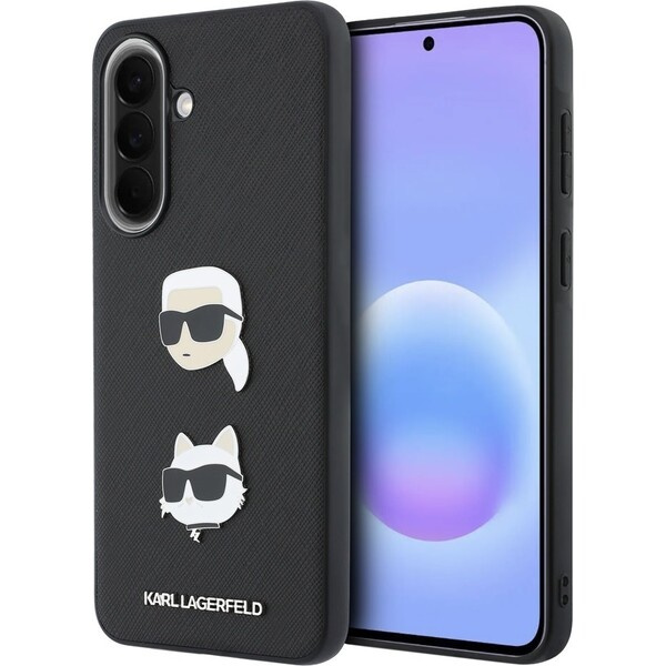 Karl Lagerfeld Liquid Silicone Metal Karl and Choupette kryt Samsung Galaxy A57 černý