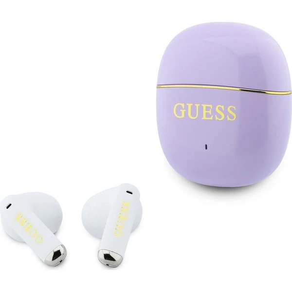 Guess Gold Line Glossy Classic Logo TWS bezdrátová sluchátka fialová