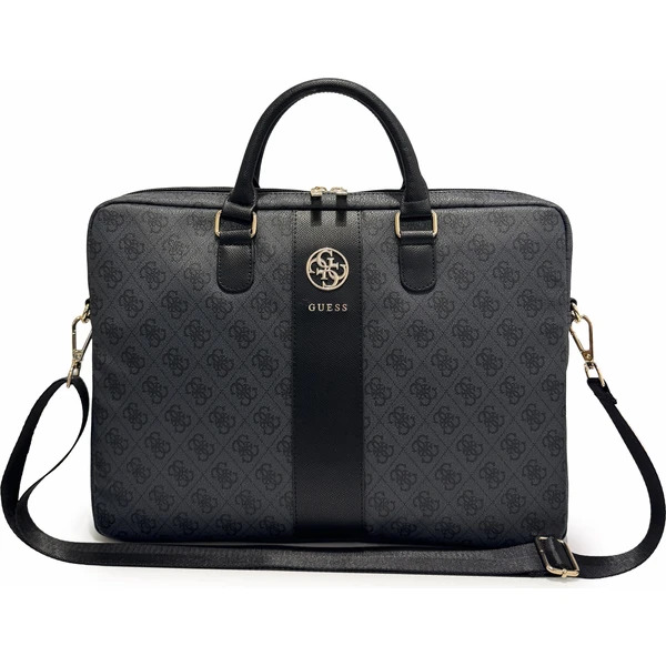Guess PU 4G Stripe Metal Logo taška na notebook 16" černá