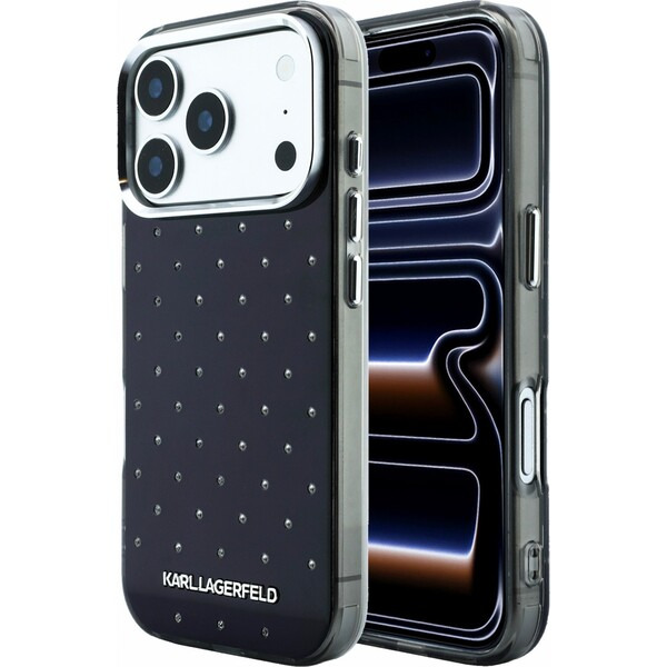 Karl Lagerfeld IML Rhinestones Allover Magsafe kryt iPhone 18 Pro černý