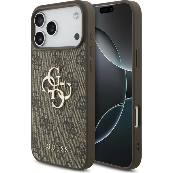 Guess PU 4G Metal Logo kryt iPhone 18 Pro hnědý