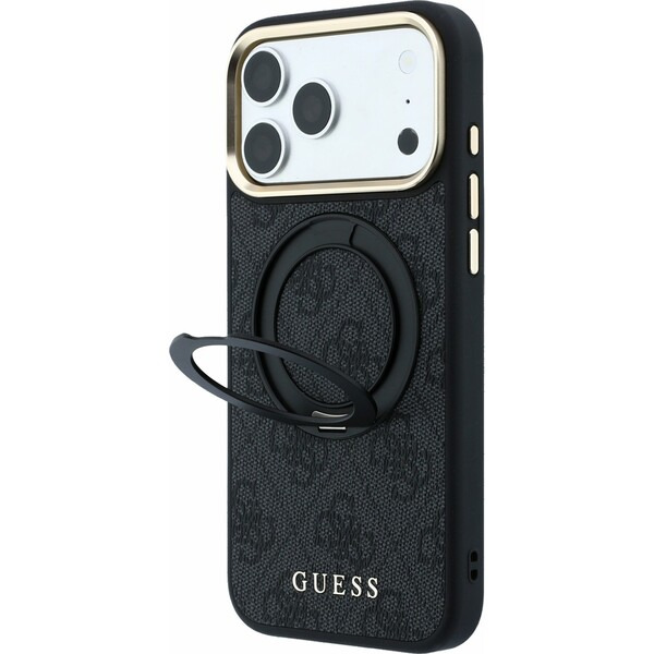 Guess PU 4G Ring Stand MagSafe kryt iPhone 18 Pro černý