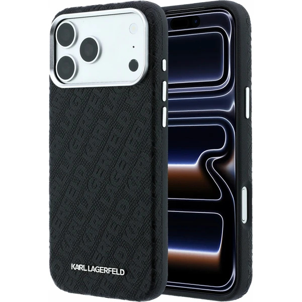 Karl Lagerfeld PU Grained Allover Semi Wrap Magsafe kryt iPhone 18 Pro Max černý