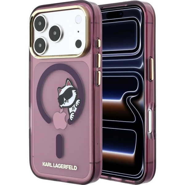 Karl Lagerfeld IML Choupette Peekaboo Magsafe kryt iPhone 18 Pro Max vínový