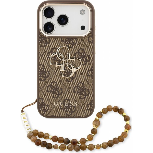 Guess PU 4G Metal Logo Strap kryt iPhone 18 Pro Max hnědý