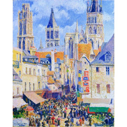 Figured ART Vyšívání křížkové sada -  Pissarro - Tržiště v Rouen 32 x 40 cm