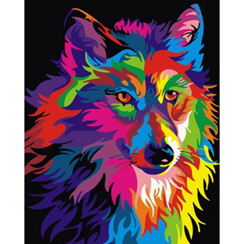 Figured ART Vyšívání křížkové sada  - Vlk Pop Art 32 x 40 cm