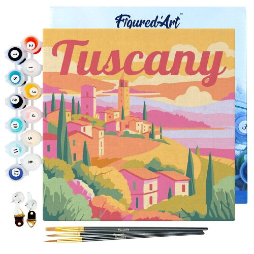 Figured ART Mini malování podle čísel - Travel Poster TOSKÁNSKÉ JARO 20 x 20 cm na rámu